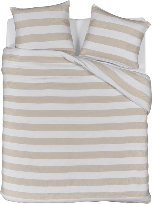 Riviera maison striped dekbedovertrek - lits-jumeaux - 240x200 220 - zand
