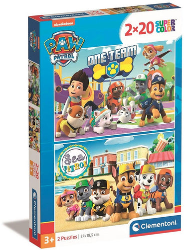 Clementoni legpuzzel super color paw patrol, 2x20st.