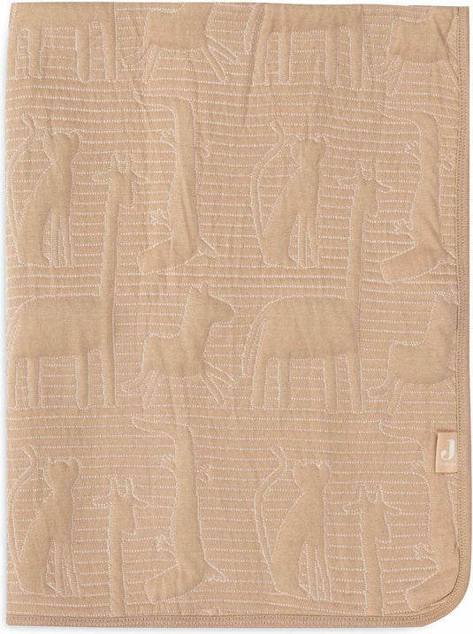 Jollein - deken ledikant 100x150cm - dekentje baby - jungle jambo biscuit oatmeal