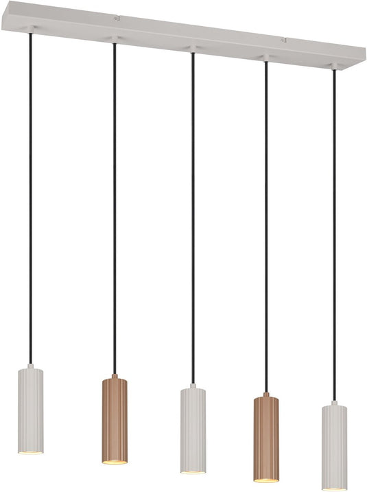 Trio soka - hanglamp - mokka - excl. 5x gu10 5 w - plafondbevestiging - in hoogte verstelbaar