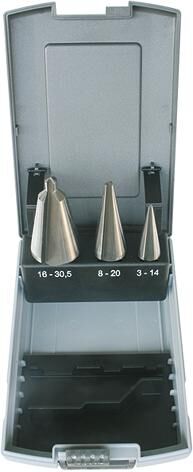 Pro conische plaatboren set peeler drill bit set.3 pc in plastic box