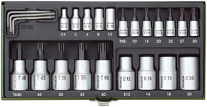 Proxxon industrial - dopsleutelset tx, 1 4 + 1 2 (24-dlg.)