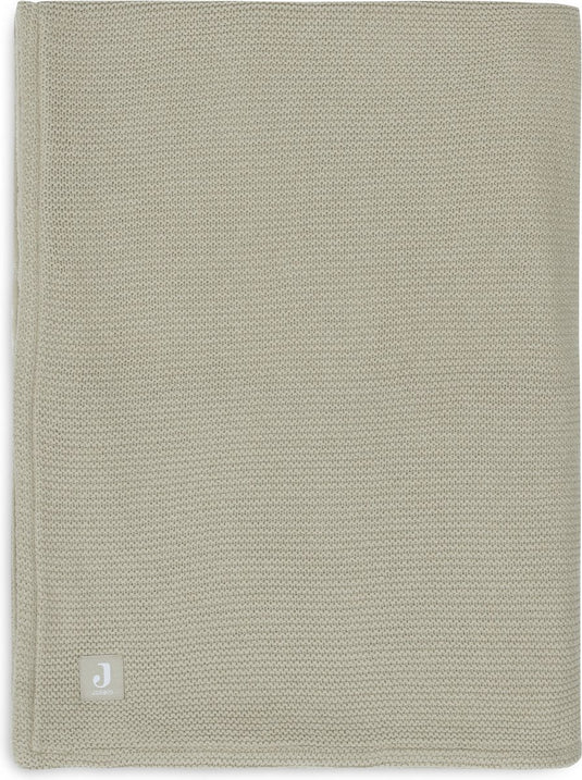 Jollein - deken wieg 75x100cm - wiegdeken, wiegdekentje, dekentje baby - basic knit - olive green fleece
