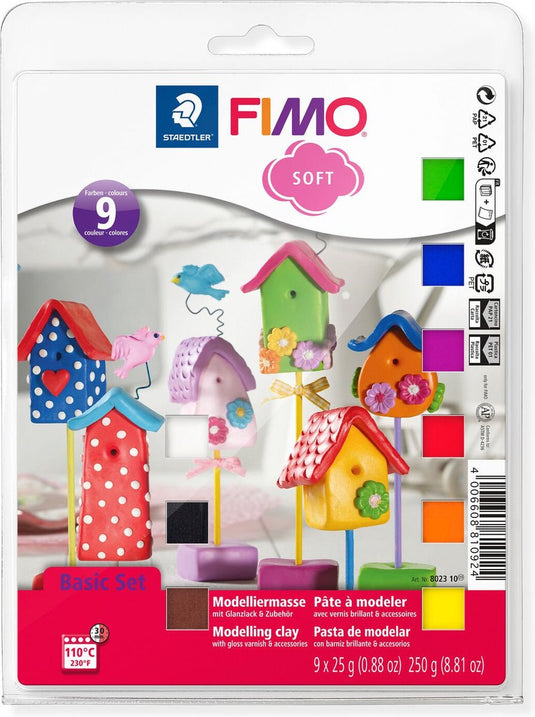 Fimo soft set - ovenhardende boetseerklei - basisset 9 halve blokken