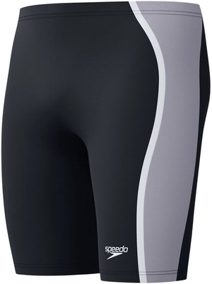 Speedo solid splice jammer heren - strakke zwembroek heren - chloorbestendige zwembroek mannen - sportzwembroek heren met trekkoord - zwart grijs - s