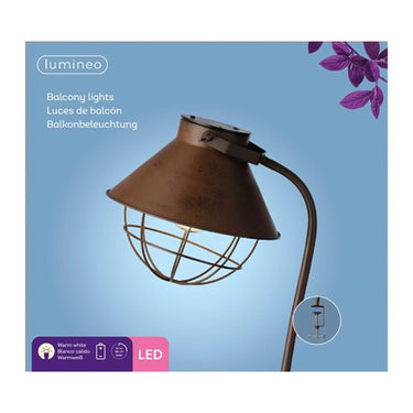 Lumineo led balkonverlichting metaal ã˜22-h47.5cm op batterij met 6 uurs timer bruin