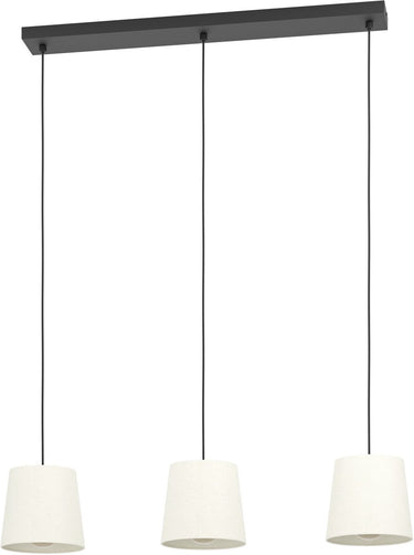 Eglo febres hanglamp - e27 - 88 cm - zwart wit - teddy stof