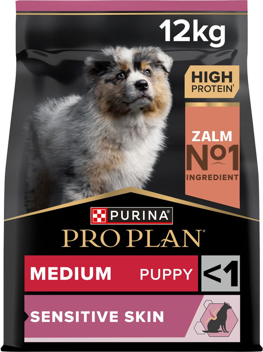 Pro plan purina® ® sensitive skin medium puppy - hondenvoer - zalm - 12 kg