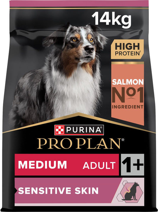 Pro plan purina sensitive skin medium adult - hondenvoer - zalm - 14 kg