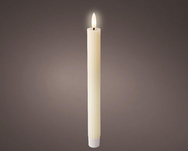 Lumineo dinerkaarsen 2-delig met flikkerende vlame creme dia2x24,5cm was met 6 uur timer