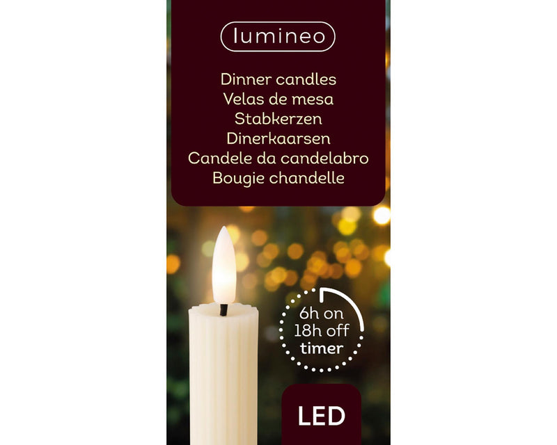 Afbeelding laden in galerijviewer, Lumineo dinerkaarsen 2-delig met flikkerende vlame creme dia2x24,5cm was met 6 uur timer
