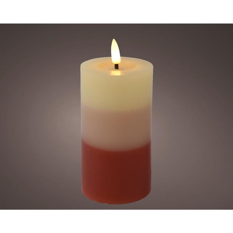 Load image into Gallery viewer, Lumineo led kaars met kleurverloop voor binnen met vlameffect en timer dia7x11cm terra werkt op 2xaaa batterijen (excl)<br>
