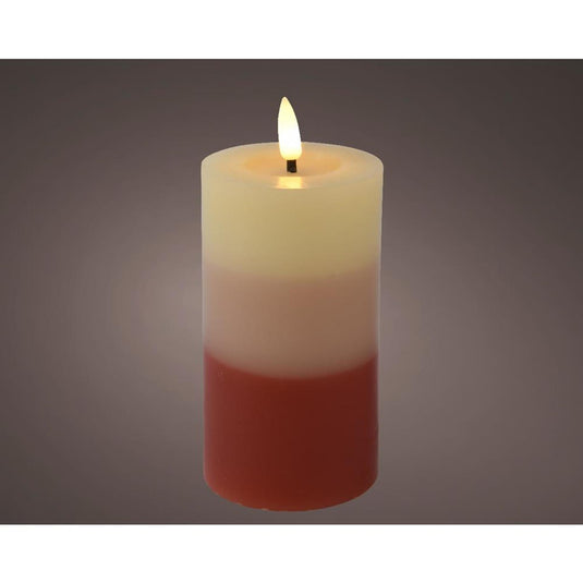 Lumineo led kaars met kleurverloop voor binnen met vlameffect en timer dia7x11cm terra werkt op 2xaaa batterijen (excl)<br>