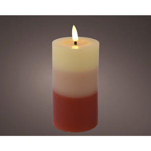 Lumineo led kaars met kleurverloop voor binnen met vlameffect en timer dia7x15cm terra werkt op 2xaaa batterijen (excl)<br> <br>