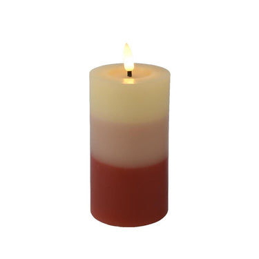 Lumineo led kaars met kleurverloop voor binnen met vlameffect en timer dia7x15cm terra werkt op 2xaaa batterijen (excl)<br> <br>