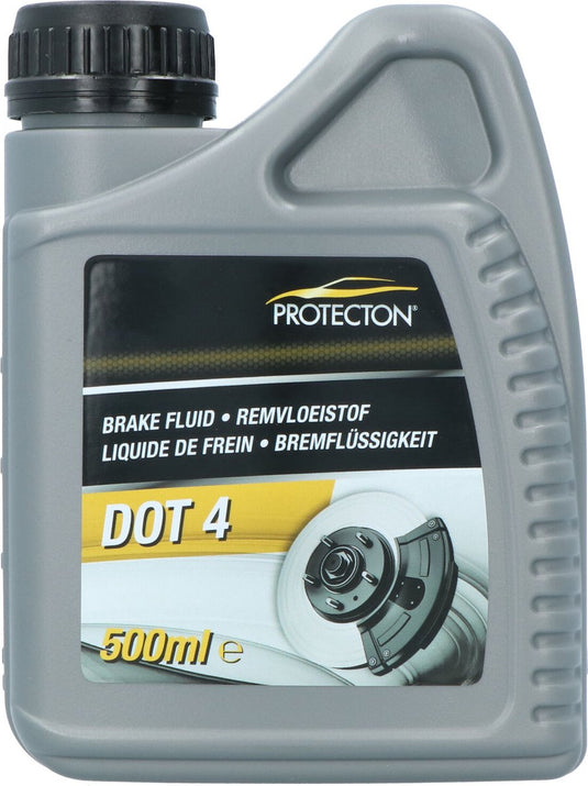 Protecton remvloeistof dot4 - synthetisch - te gebruiken in alle hydraulisch bediende remsystemen - optimale vloeibaarheid bij lage temperaturen - tast geen afdichtingen aan - 500ml