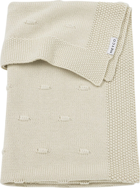 Meyco baby knots ledikant deken - soft sand - 100x150cm - 1.0 tog