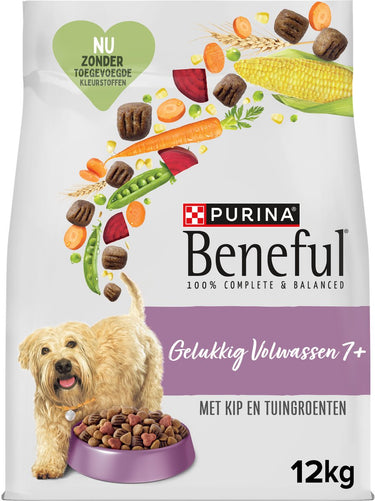 Beneful gelukkig volwassen senior 7+ - hondenvoer droogvoer - kip tuingroenten - 12 kg
