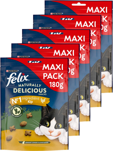 Felix naturally delicious - kattensnacks - kattensnoepjes - kip kattenkruid - 6 x 180 g