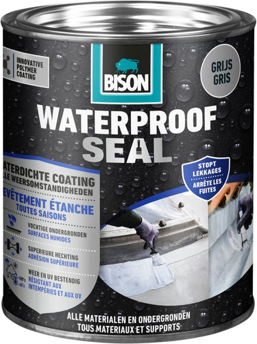 Bison waterproof seal grijs 1 kg, waterdichte coating, voor alle weeromstandigheden, waterdicht maken, dakovergangen, carports, caravans, dakgoten, dak, campers
