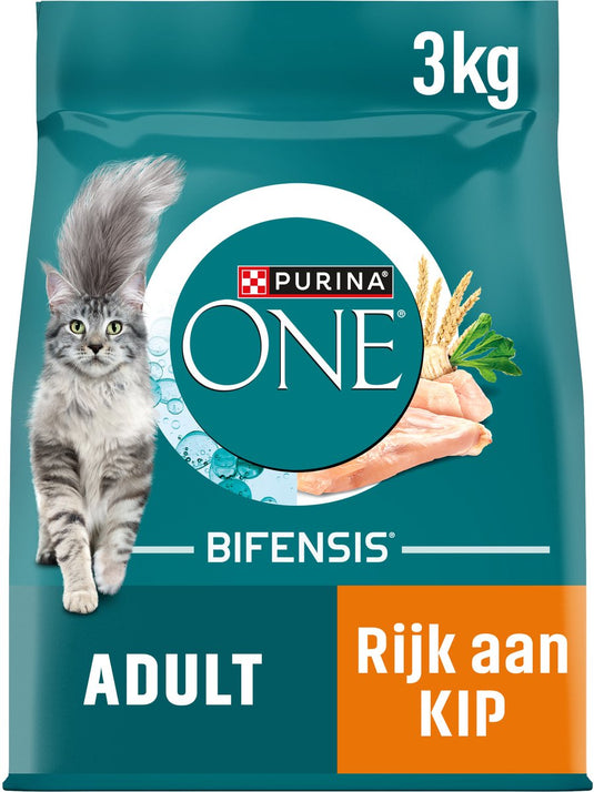 Purina one purina® one® adult - kattenbrokjes - kip volkoren granen - 4 x 3 kg