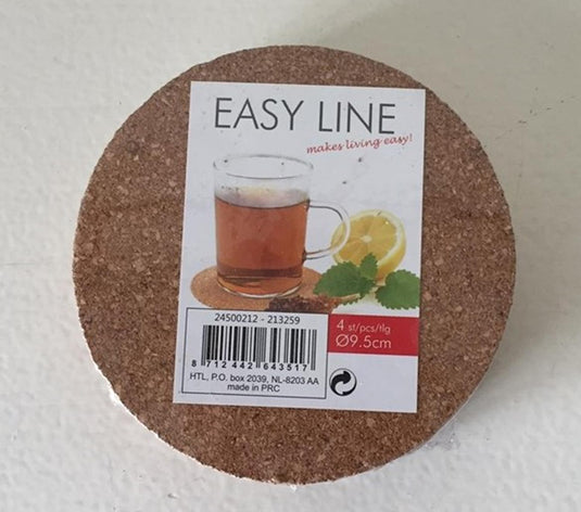 Kitchen tools onderzetter kurk 4st 9,5 cm