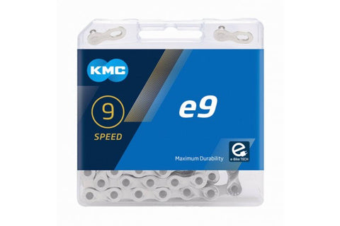 KMC chain e9, 1/2x11/128, 122 links, 6.6mm pin, 9 speed mid motor e-bike chain