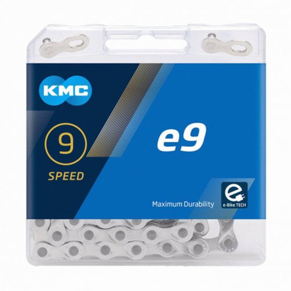 KMC chain e9, 1/2x11/128, 122 links, 6.6mm pin, 9 speed mid motor e-bike chain