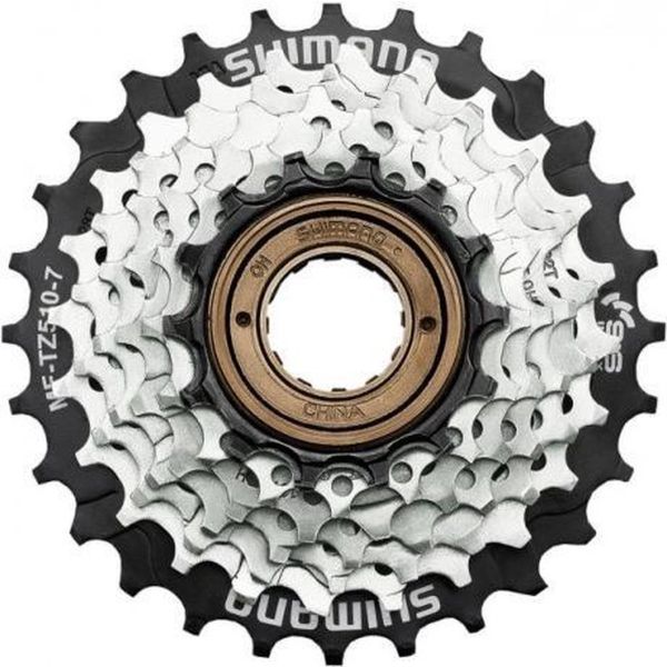 Load image into Gallery viewer, Shimano tourney mf-tz510-7 schroefkrans 7-speed 14-34t megarange – zwart zilver
