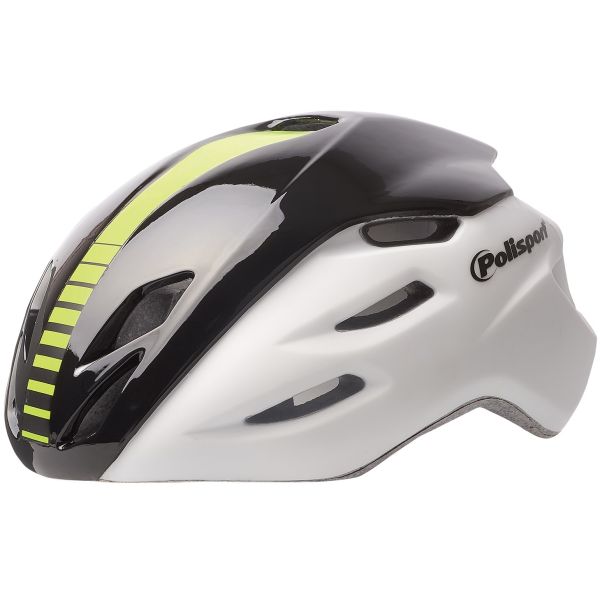 Load image into Gallery viewer, Polisport helm Aero Road mat wit glans zwart geel M 55-58cm
