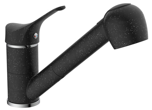 Ngk eisl granit meraan keuken met sproeier | zwart-chroom - ni183smcr ni183smcr