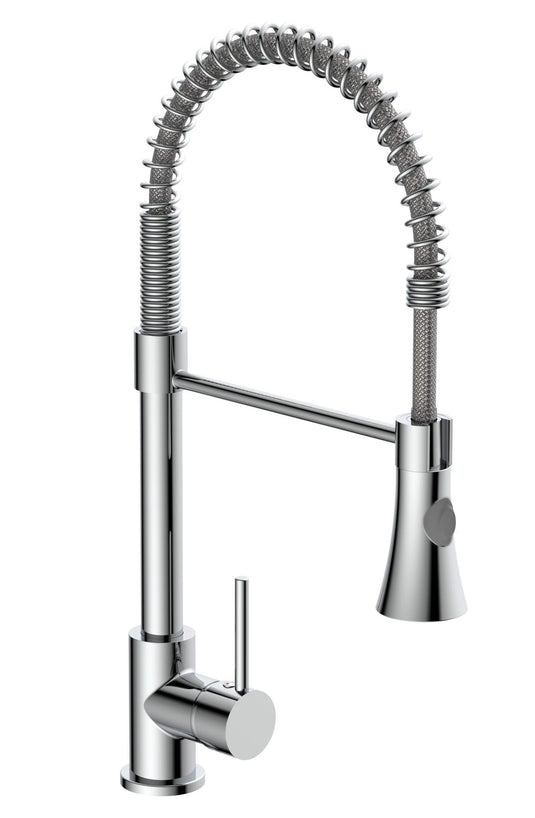 Ngk eisl leon ééngreepsmeraan keuken met sproeier en spiraalveer | chroom - ni183escr-pr ni183escr-pr