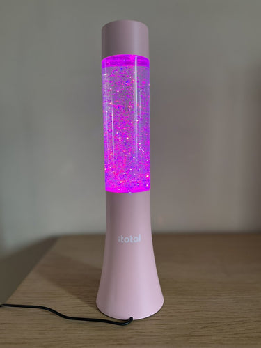 Itotal led lava lamp - pastel pink - glitter