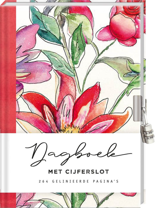 Interstat dagboek met cijferslot voor volwassenen - flower