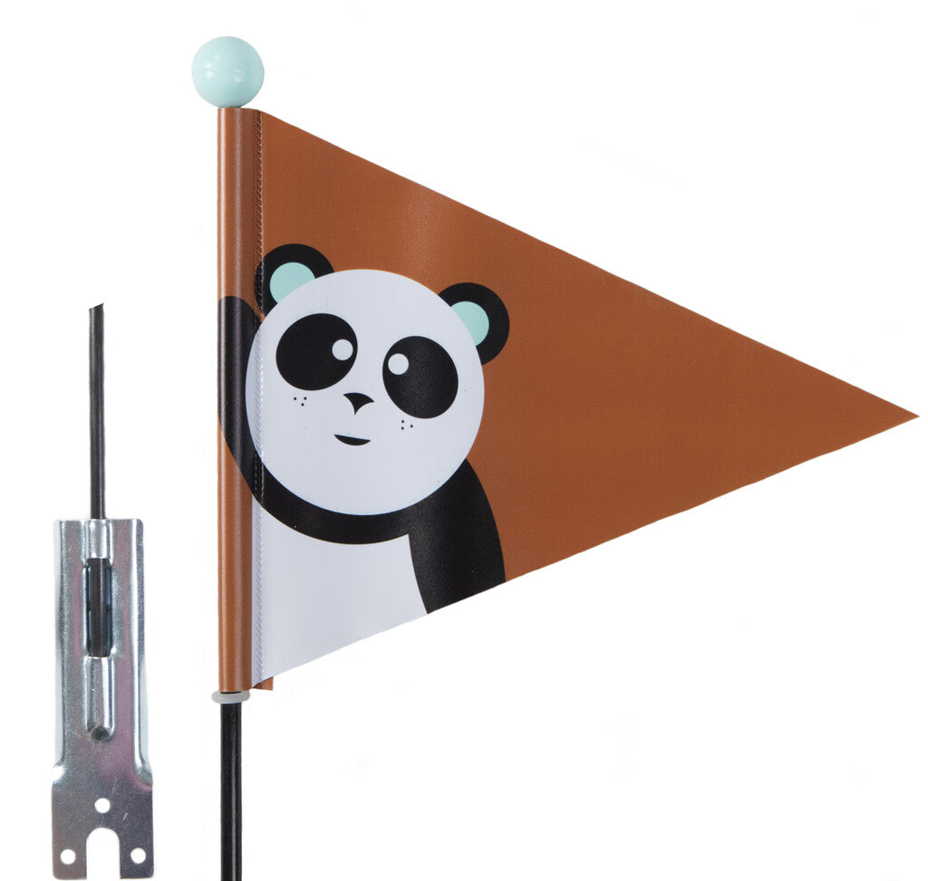 Beveiligingsvlag Pexkids Panda Braun met een Panda -print