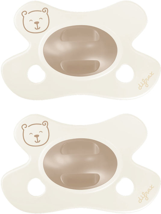 Difrax fopspeen natural - newborn - beertje - bruin - 2 stuks