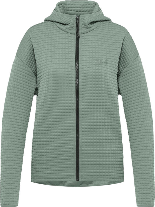 Jack wolfskin mogari hooded fz w dames outdoorjas-green zinnia