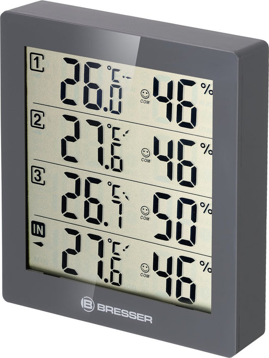 Bresser weerstation - temeo hygro quadro 12 cm - grijs - 4-delig