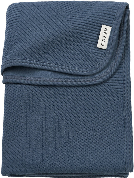 Meyco baby jacquard wiegdeken - flannel - indigo - 75x100cm - 1.0 tog