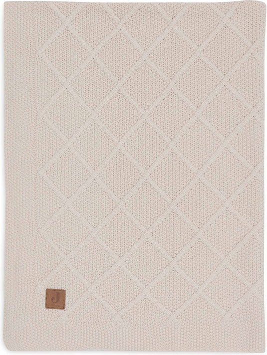 Jollein - deken wieg 75x100cm - wiegdeken, wiegdekentje, dekentje baby - check knit oatmeal