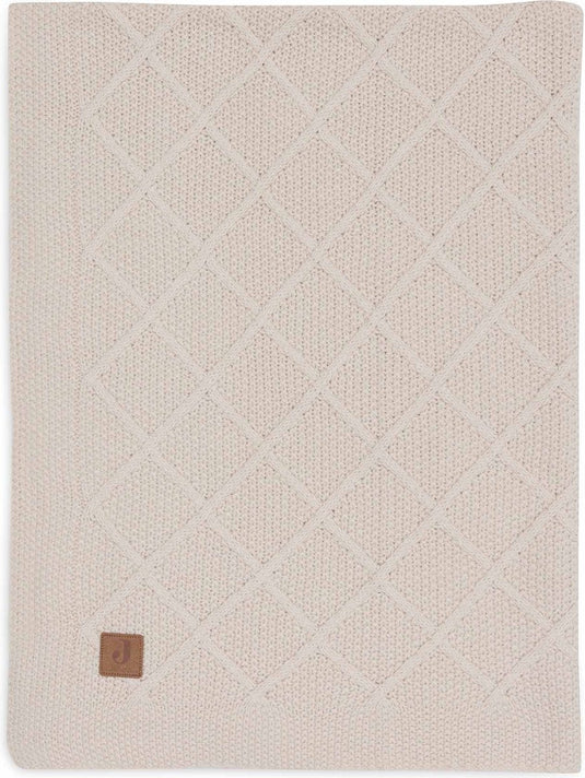 Jollein - deken ledikant 100x150cm - dekentje baby - check knit oatmeal