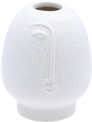Arti casa decoratieve vaas gezicht - witte vaas met reliëf design - moderne vaas voor bloemen en interieur decoratie - ø12 x 17 cm - wit