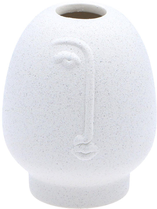 Arti casa decoratieve vaas gezicht - witte vaas met reliëf design - moderne vaas voor bloemen en interieur decoratie - ø12 x 17 cm - wit