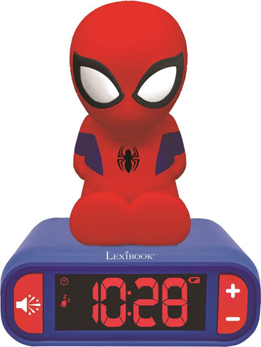 Lexibook wekker met nachtlampje 3d-ontwerp spiderman en geluidseffecten