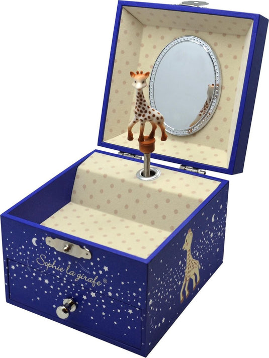 Sophie de giraf muziekdoosje stars - baby muziekdoos - kraamcadeau - babyshower cadeau - 10.5x10.5x8.5 cm - glow in the dark