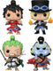Funko pop! 4-pack: animation: one piece - luffytaro sabo roronoa zoro jinbe (glows in the dark) (gamestop exclusive)