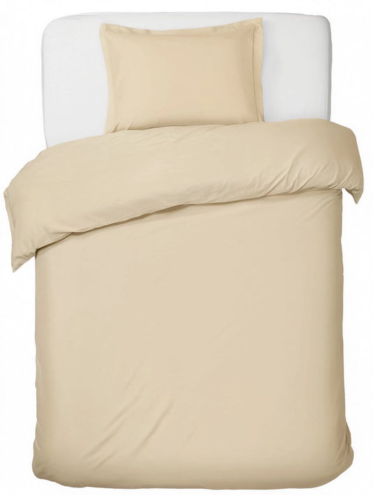 Hush. living hush living - dekbedovertrek - 100% katoen - 144tc - soepel en ademend - 140x220+20cm - 60x70cm kussensloop - met bevestigingslusjes - zand