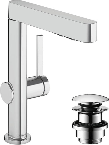 Hansgrohe finoris - wastafelkraan - met afvoerplug - 230mm - uittrekbare vuistdouche - 2 straalfuncties - chroom
