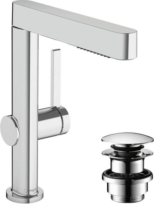 Hansgrohe finoris - wastafelkraan - met afvoerplug - 230mm - uittrekbare vuistdouche - 2 straalfuncties - chroom