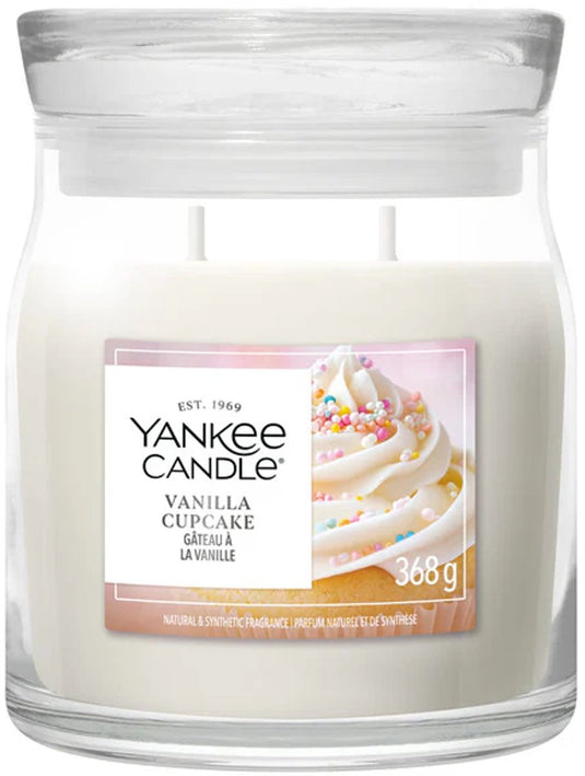 Yankee candle - vanilla cupcake medium geurkaars - 50 branduren - 2 lonten